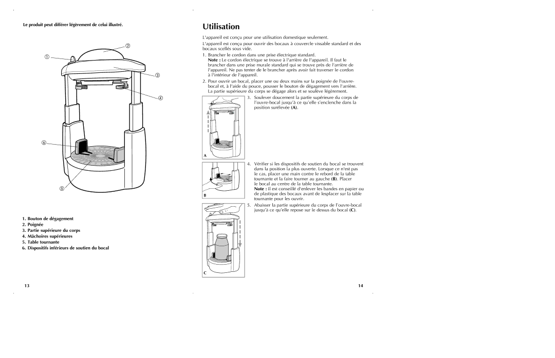 Black & Decker JW275, JW270, JW260 manual Utilisation, Le produit peut différer légèrement de celui illustré 