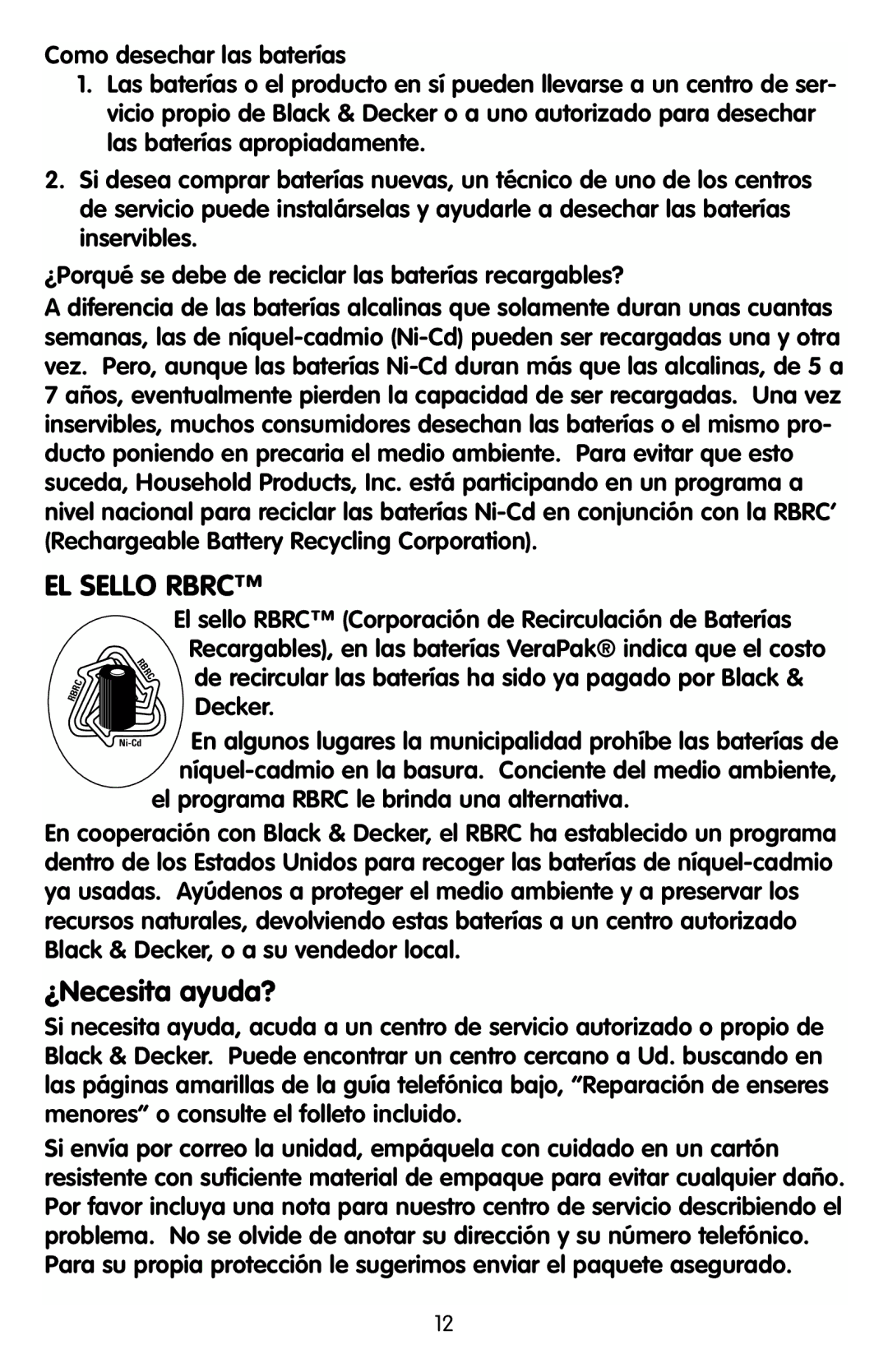 Black & Decker KEC500 manual EL Sello Rbrc, Decker, El programa Rbrc le brinda una alternativa 