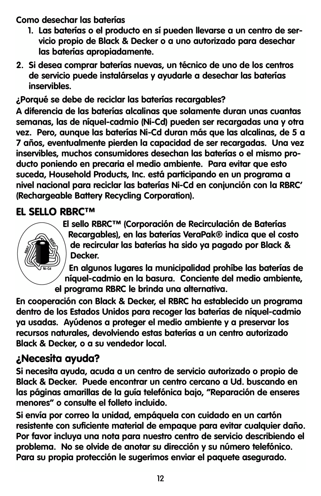 Black & Decker KEC500 manual El Sello Rbrc, ¿Necesita ayuda? 