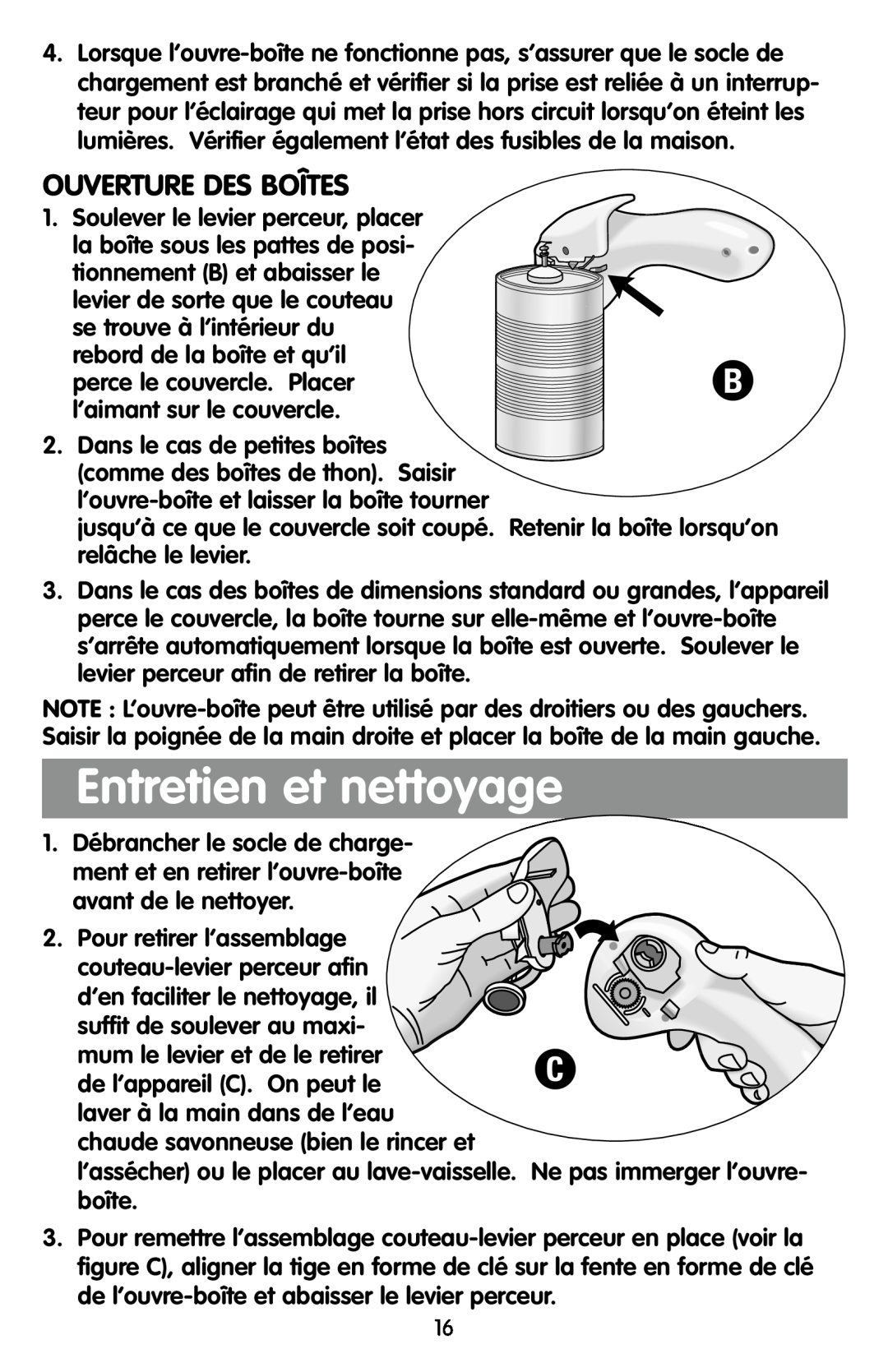 Black & Decker KEC500 manual Entretien et nettoyage, Ouverture Des Boîtes 