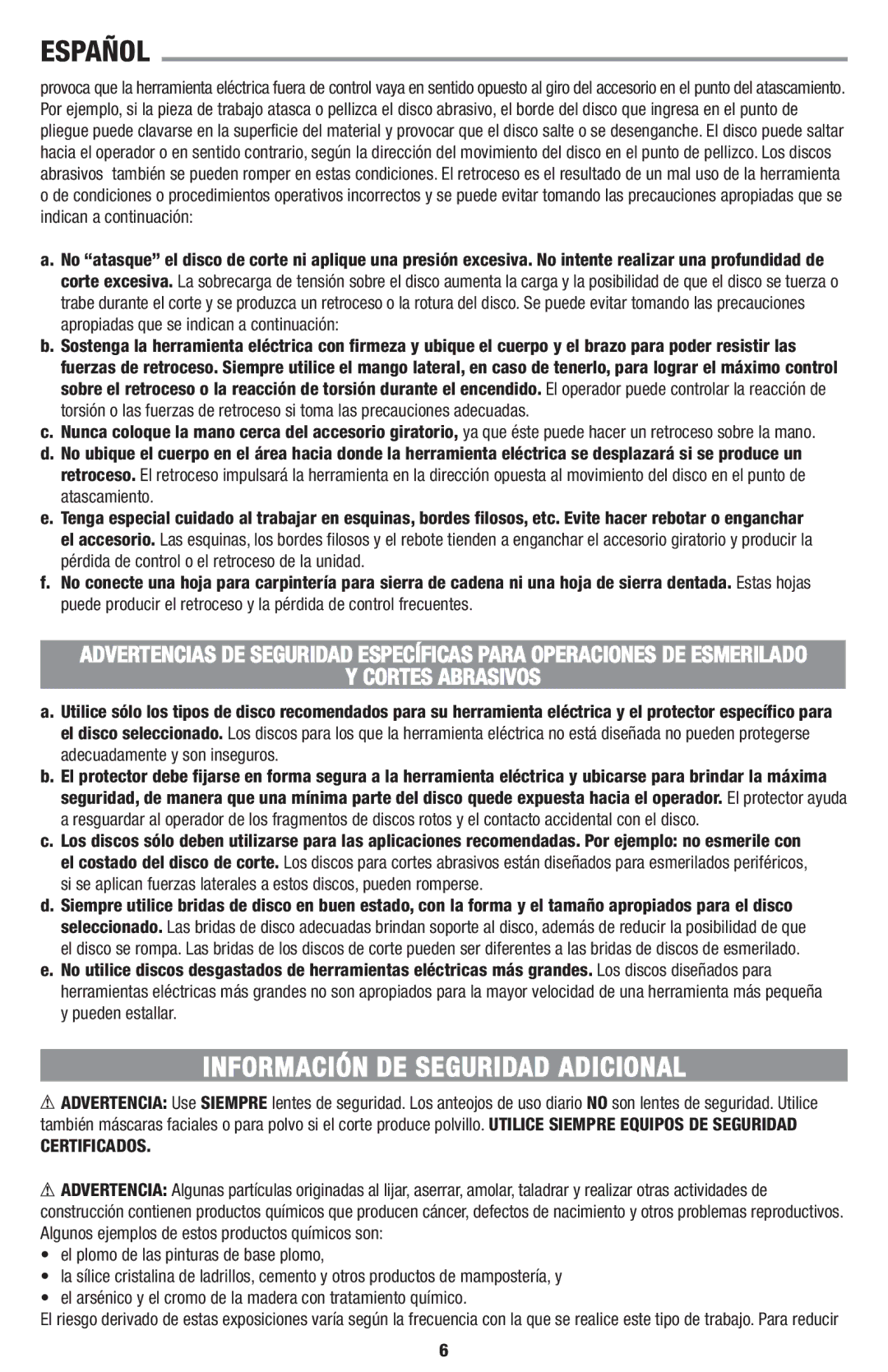 Black & Decker KG1000K manual Información DE Seguridad Adicional 