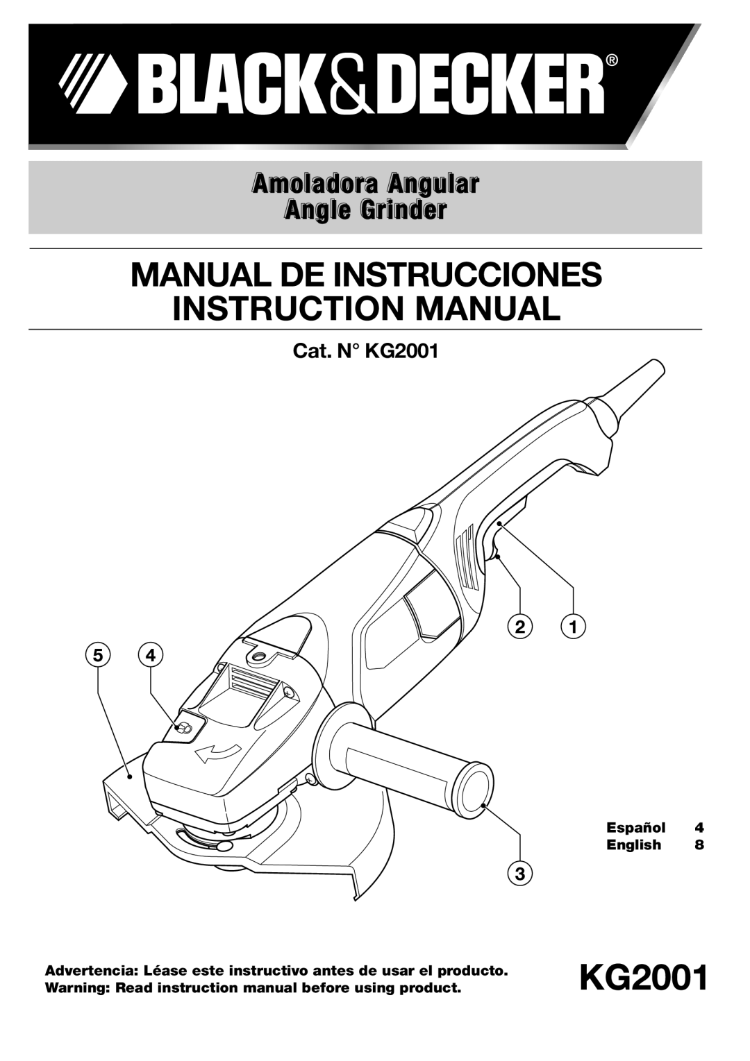 Black & Decker KG2001 instruction manual Manual DE Instrucciones 