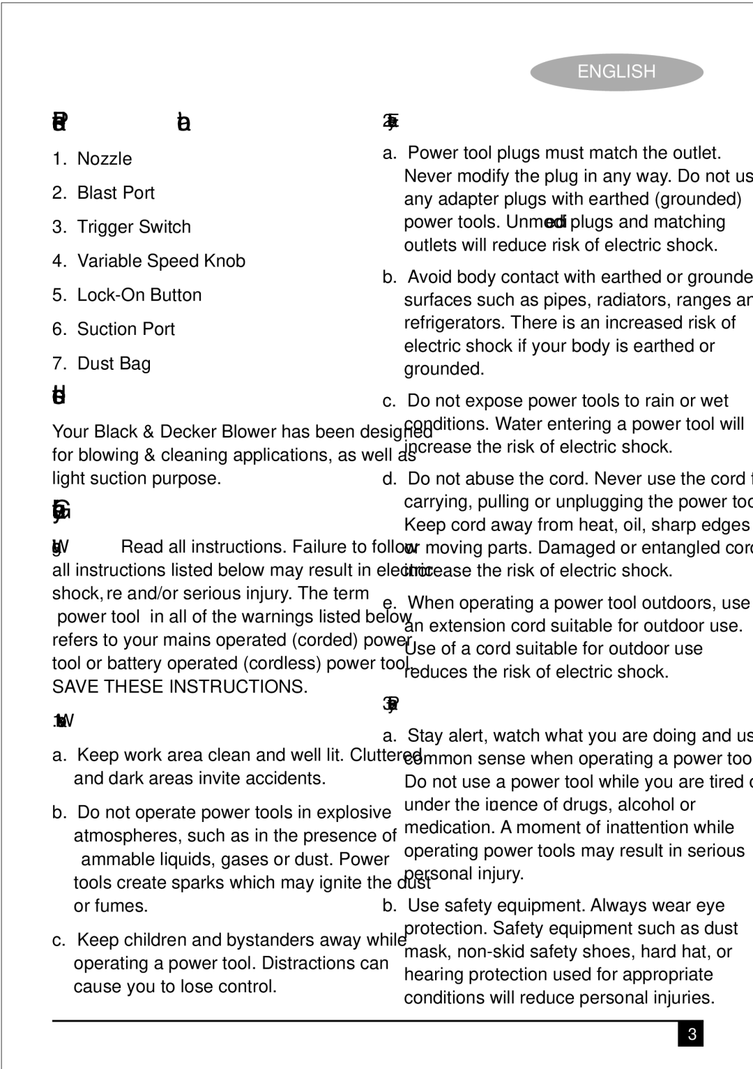 Black & Decker KTX5000 manual Parts Identiﬁcation, Intended use, General safety rules 