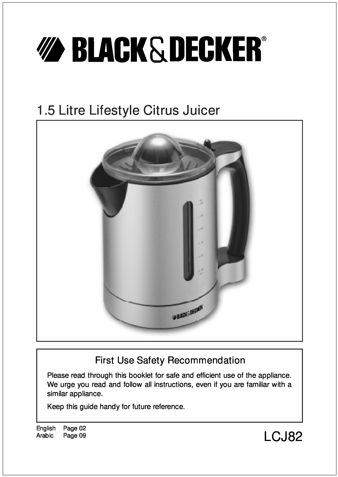 Black & Decker LCJ82 manual Keep this guide handy for future reference, Litre Lifestyle Citrus Juicer 