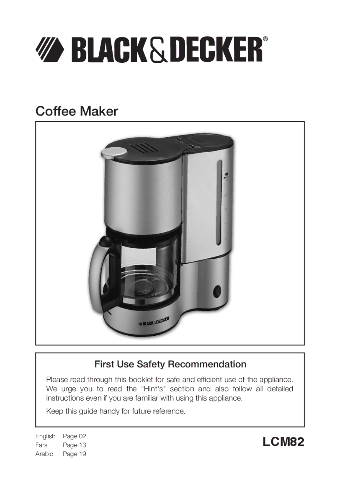 Black & Decker LCM82 manual Coffee Maker 