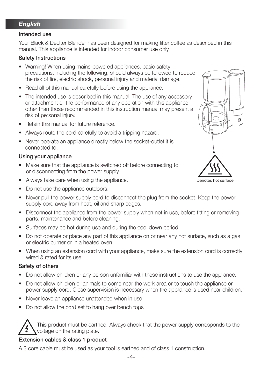 Black & Decker LCM82 manual Denotes hot surface 