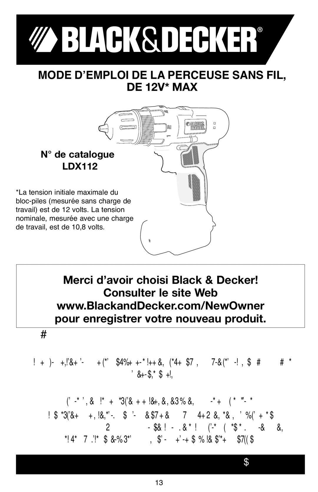 Black & Decker LDX112 instruction manual DE 12V* MAX 