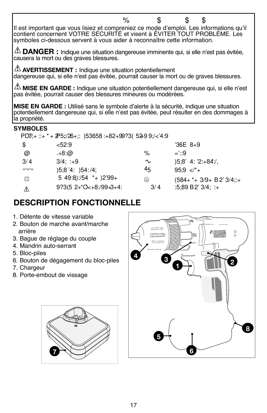 Black & Decker LDX112 instruction manual La propriété, Symboles, Ampères, Borne de mise à la minute 