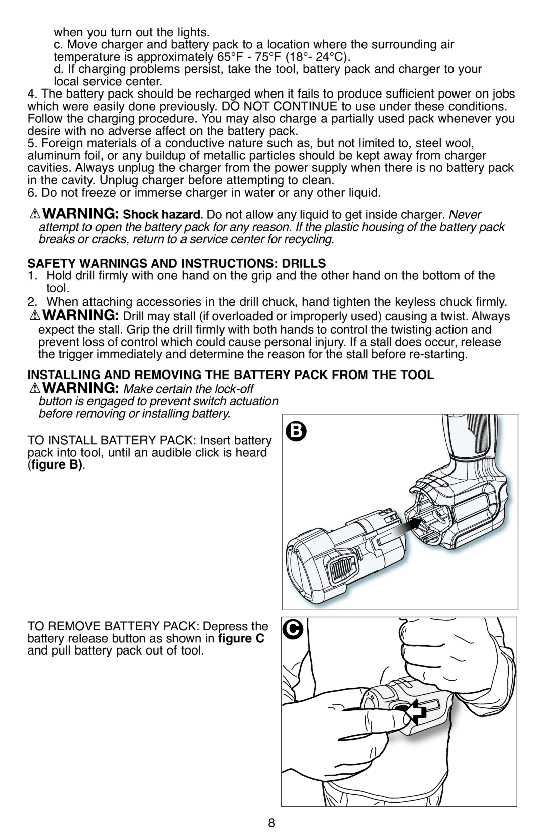 Black & Decker LDX112 instruction manual Safety Warnings and Instructions Drills 