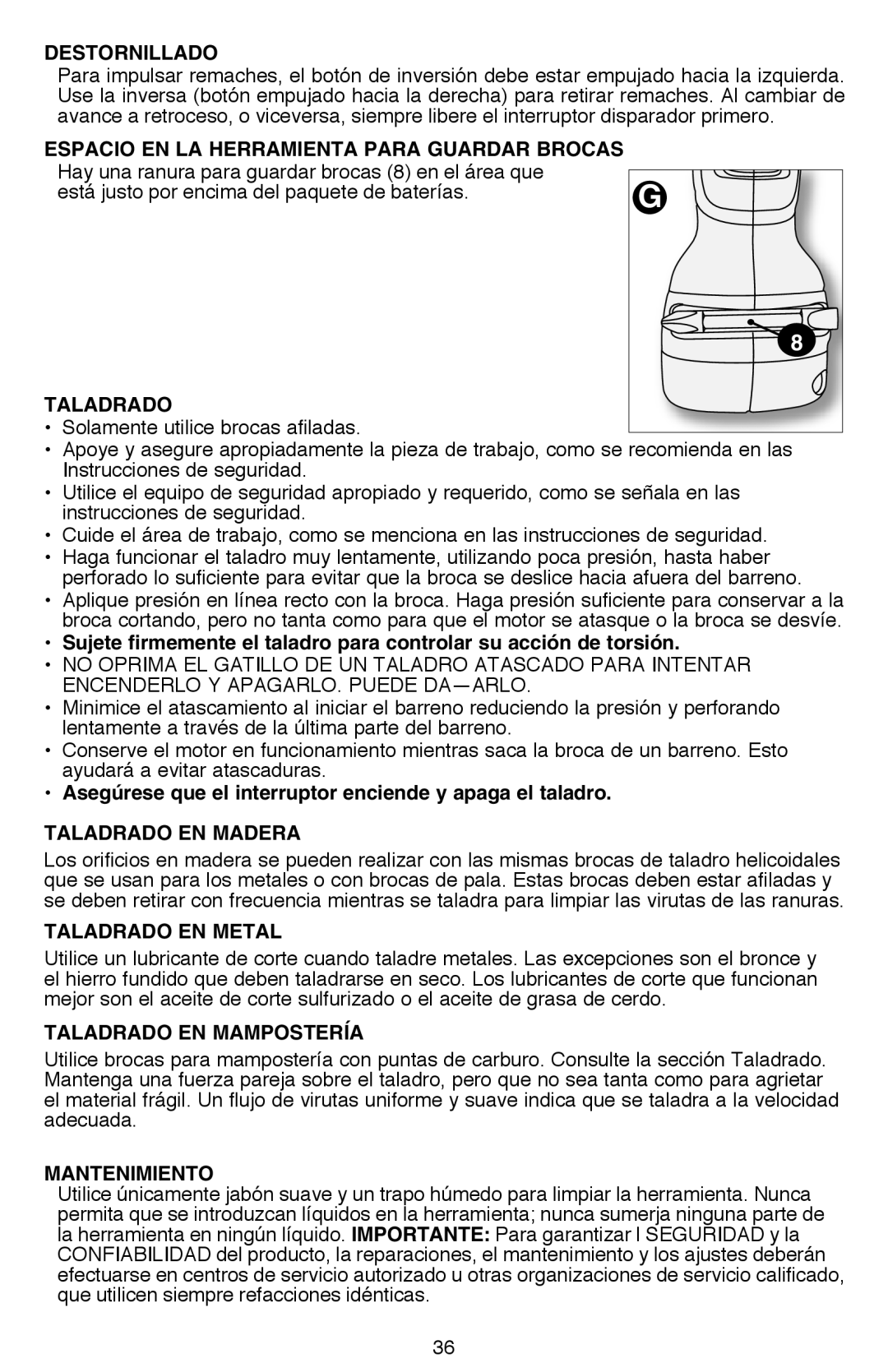 Black & Decker LDX112C instruction manual Mantenimiento 