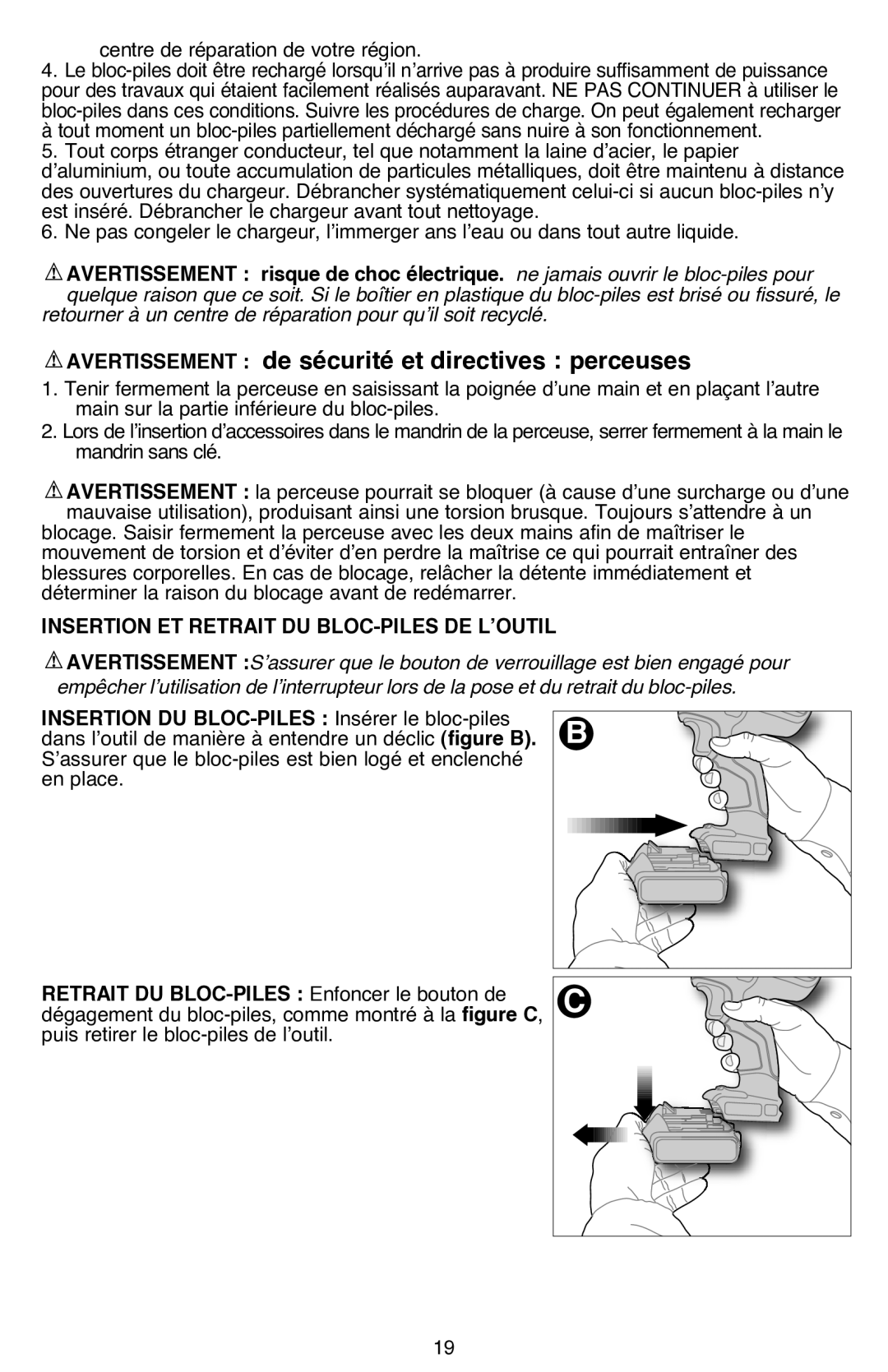 Black & Decker LDX220SBFCR instruction manual Avertissement de sécurité et directives perceuses 