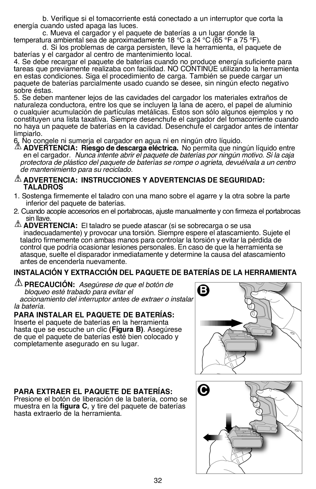 Black & Decker LDX220SBFCR instruction manual Para instalar el paquete de baterías 