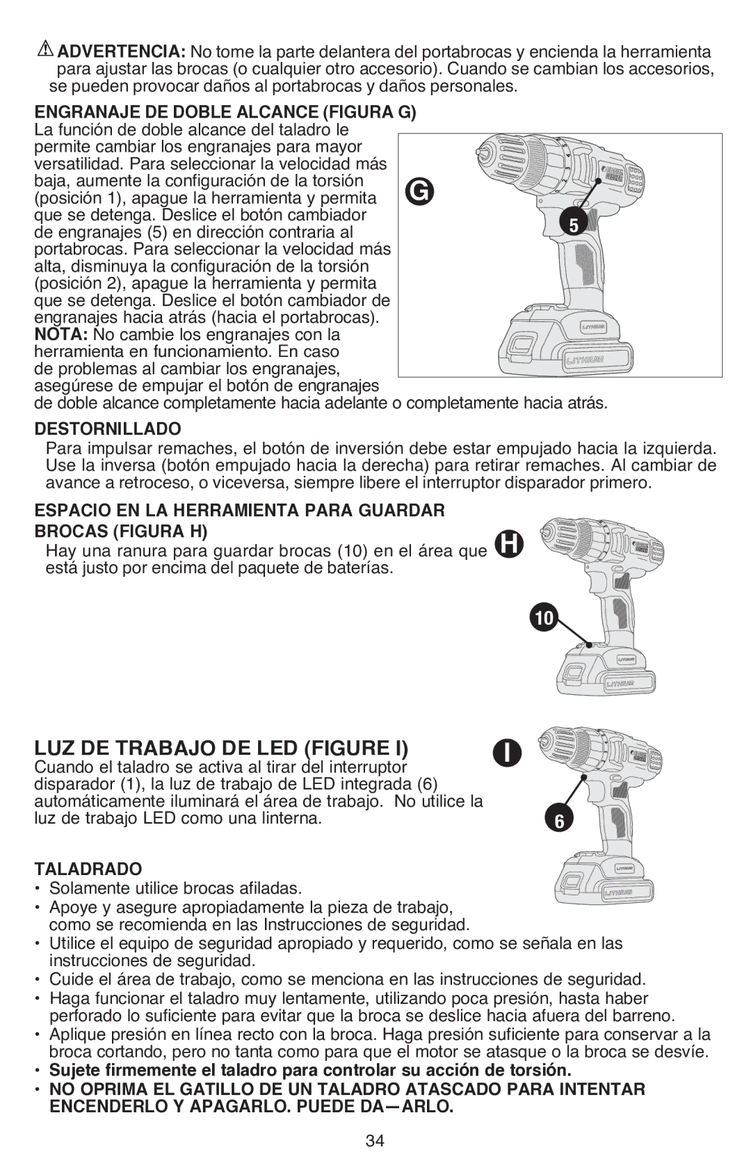 Black & Decker LDX220SBFCR Luz de trabajo de LED Figure, Engranaje de doble alcance Figura G, Destornillado, Taladrado 