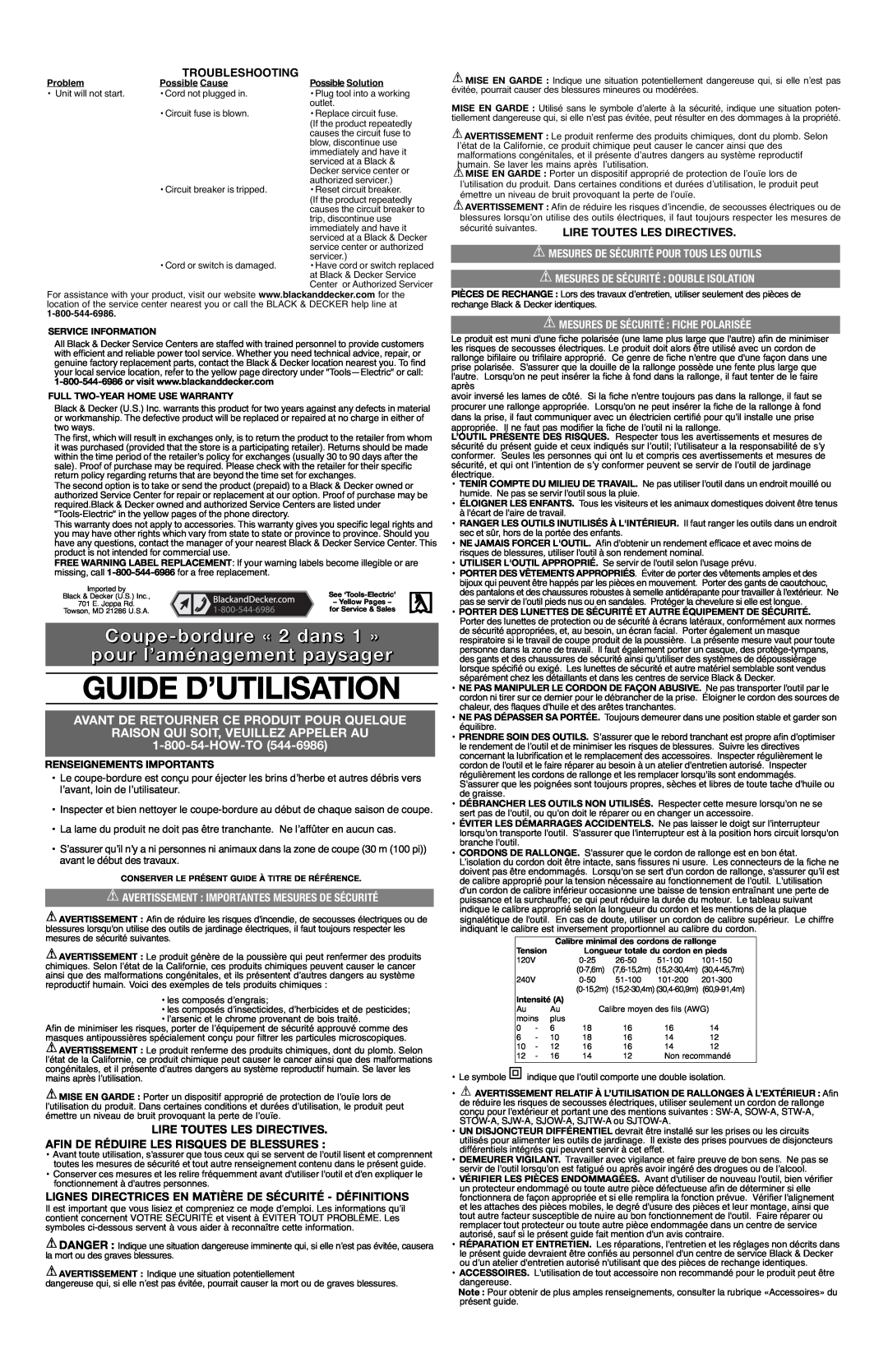 Black & Decker LE750 Type 4 Guide D’Utilisation, Avant De Retourner Ce Produit Pour Quelque, How-To, Troubleshooting 