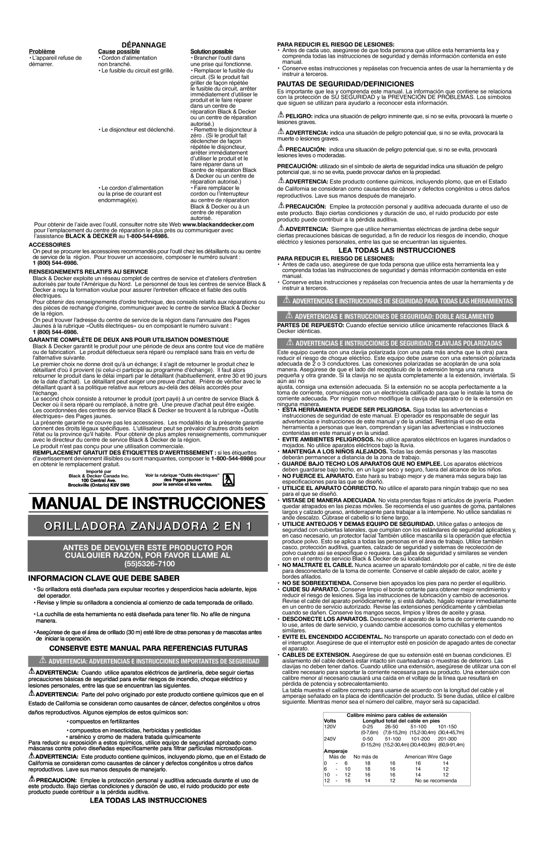 Black & Decker LE750 Type 4 instruction manual ORILLADORA ZANJADORA 2 EN, Informacion Clave Que Debe Saber, Dépannage 