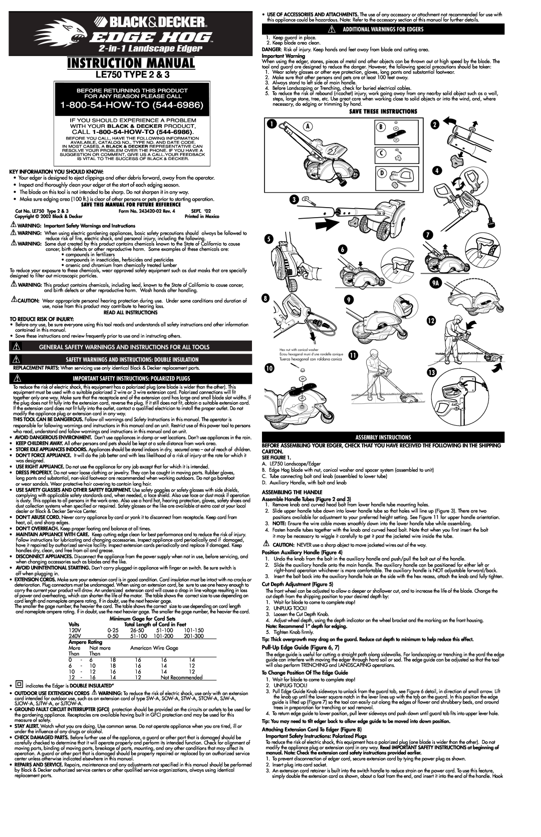 Black & Decker LE760 instruction manual Thank you for choosing Black & Decker, Catalog No. LE750, EH1000 