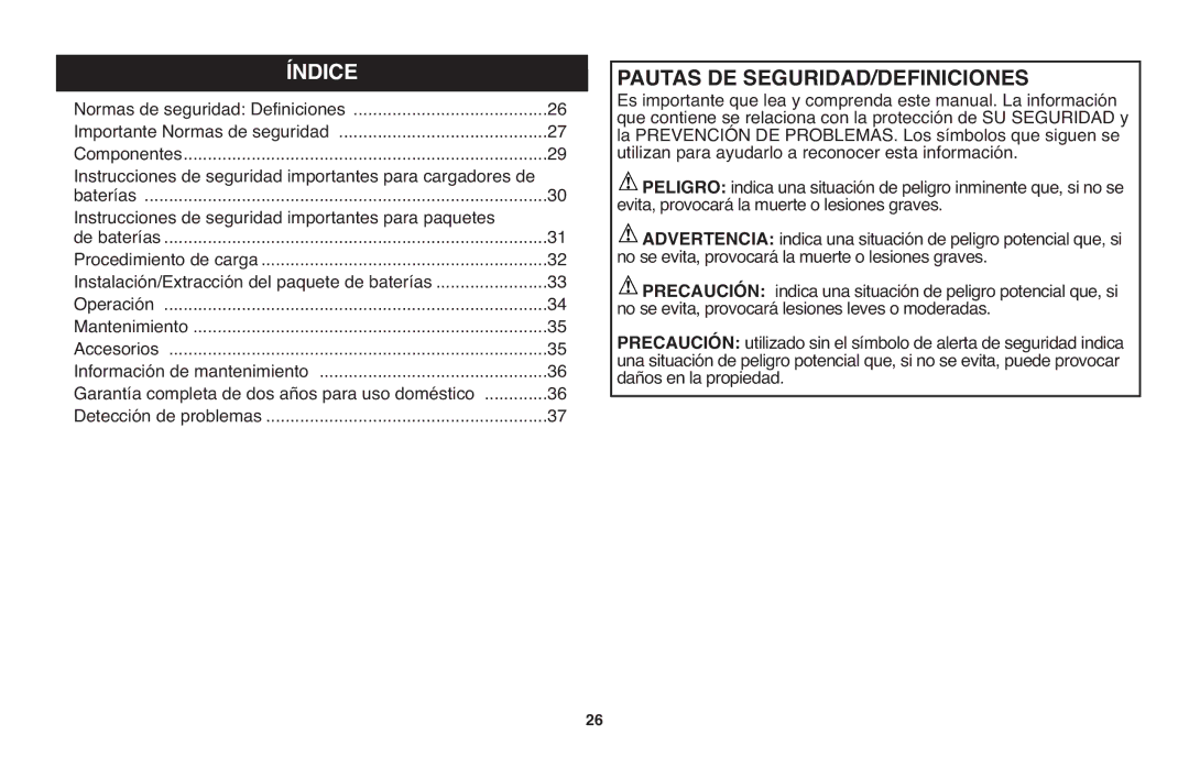 Black & Decker LHT120 instruction manual Índice, Detección de problemas 