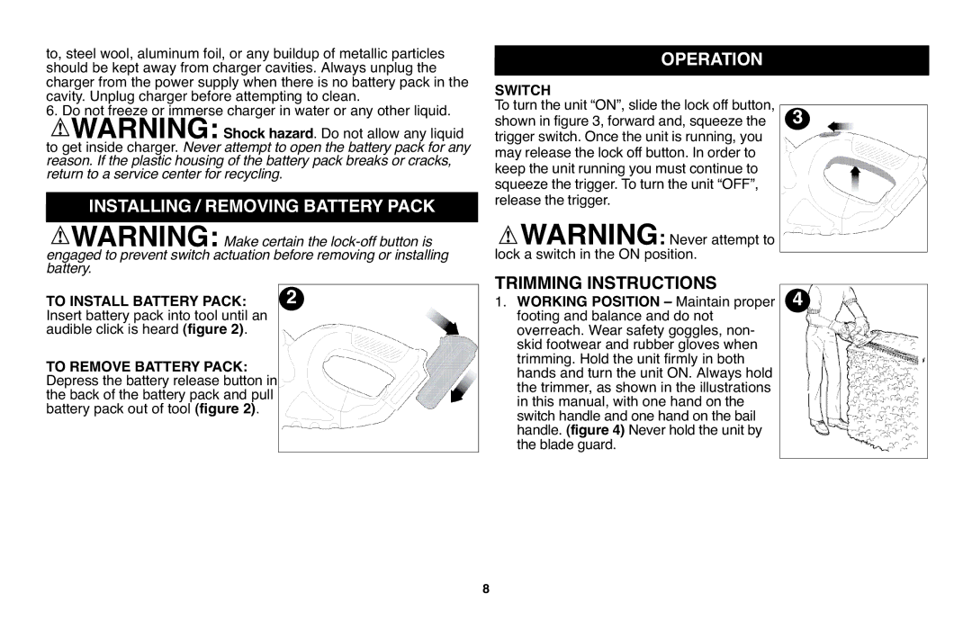 Black & Decker LHT120 instruction manual Operation, Switch 