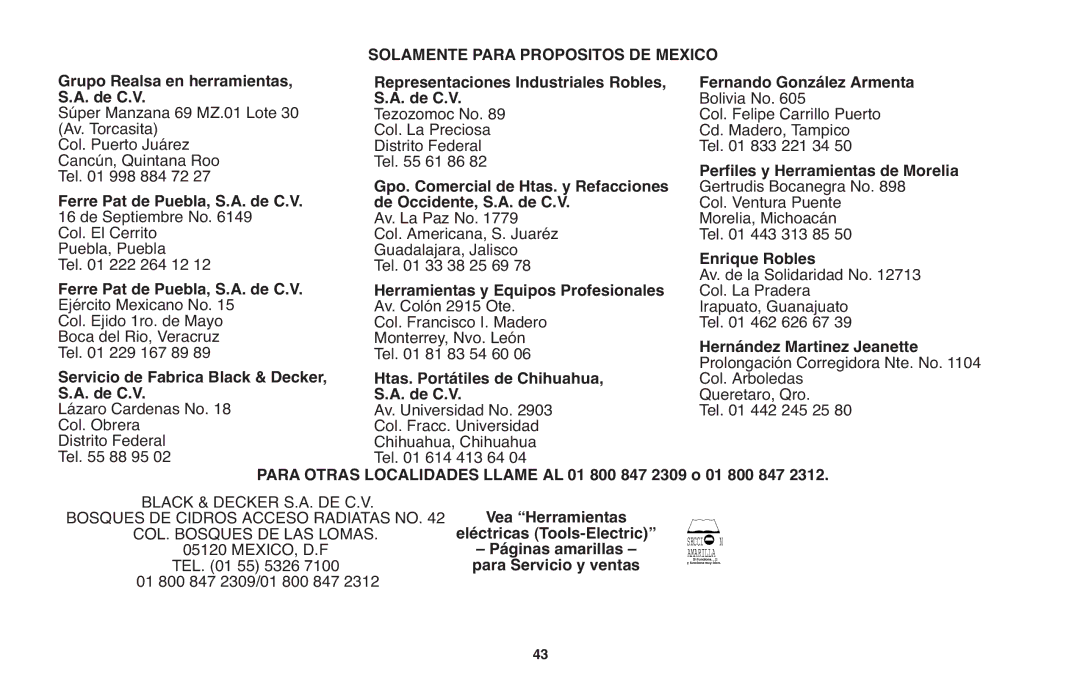 Black & Decker LHT2220 instruction manual Solamente Para Propositos DE Mexico 