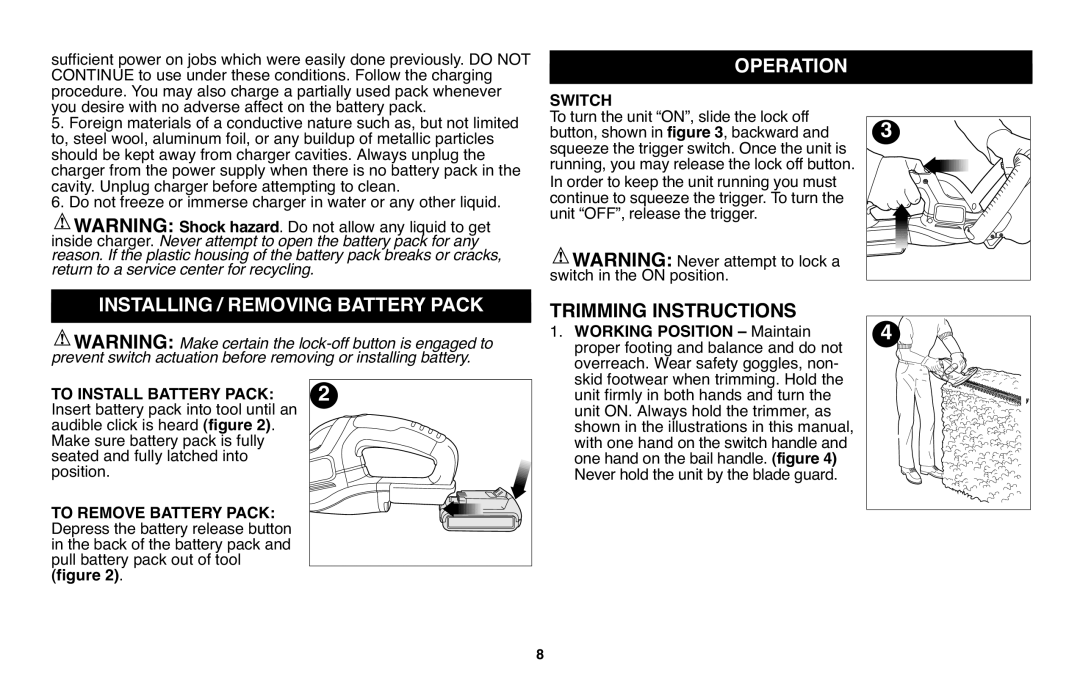 Black & Decker LHT2220 instruction manual Operation, Position, Switch 