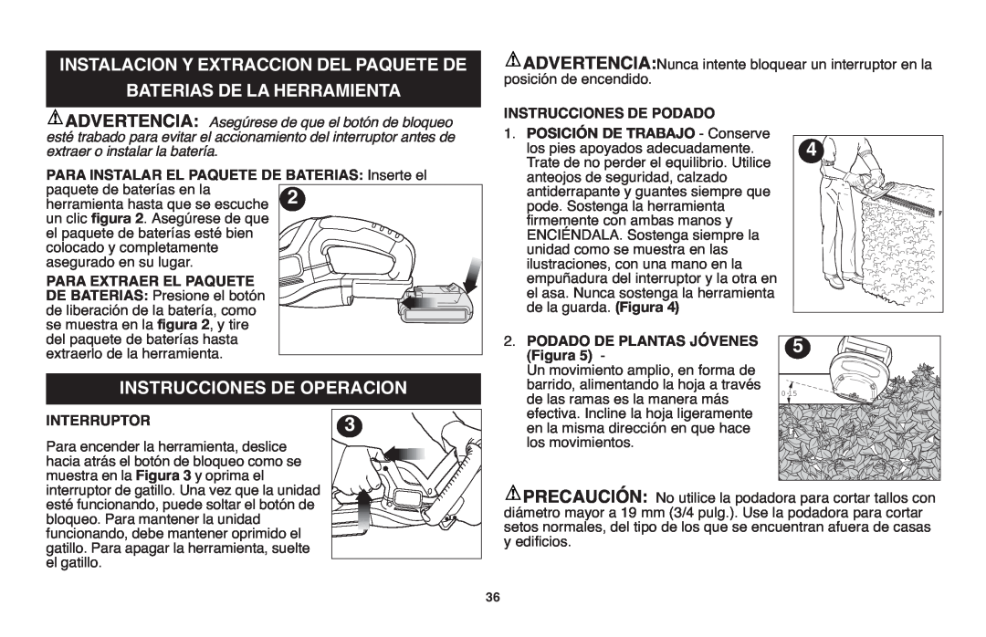 Black & Decker LHT2220 Instalaciony Extraccion Del Paquete De, Baterias De La Herramienta, Instrucciones De Operacion 