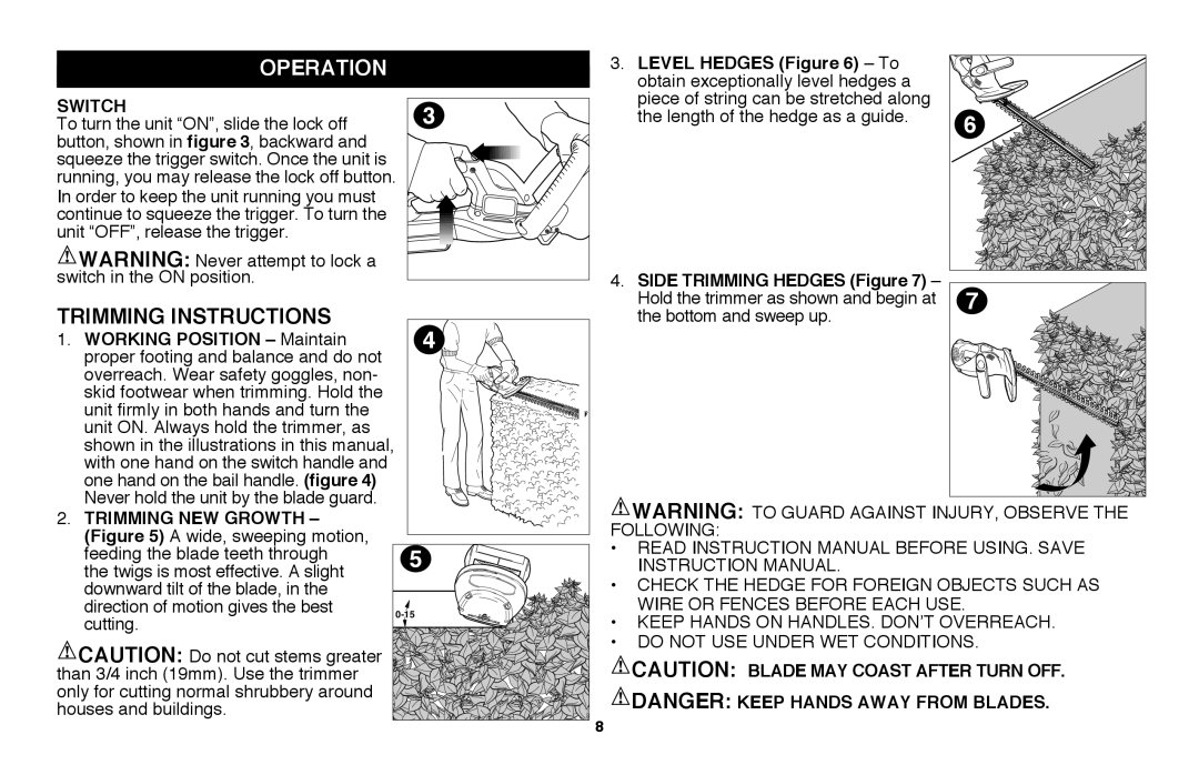 Black & Decker LHT2220R, LHT2220B instruction manual operation, Trimming Instructions 