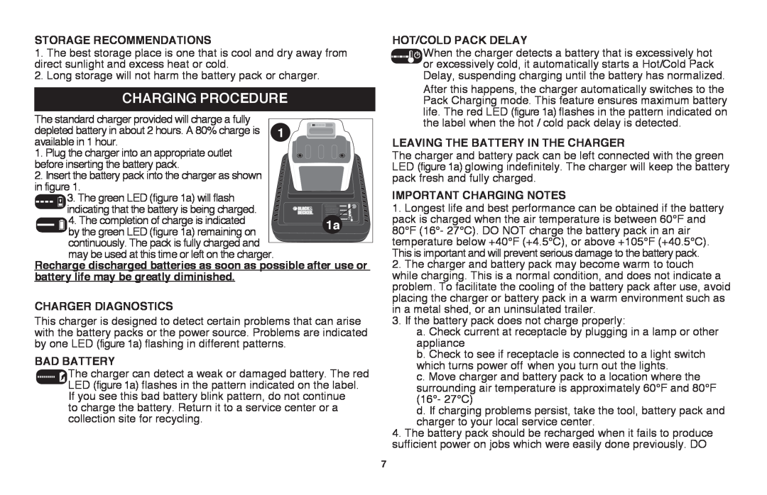 Black & Decker LHT2436R, LHT2436B manual Charging Procedure 