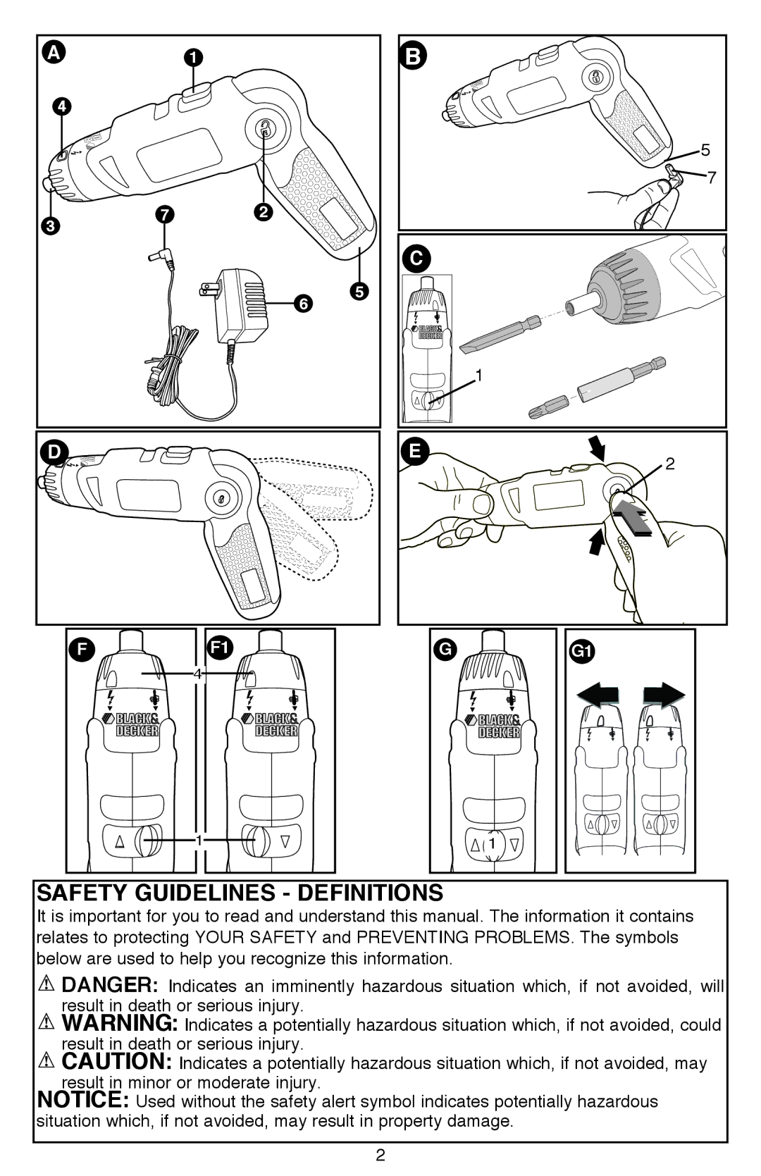 Black & Decker Li200, LI2000 instruction manual Safety Guidelines Definitions 