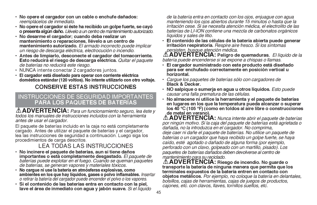 Black & Decker LLP120 instruction manual Lea todas las instrucciones 