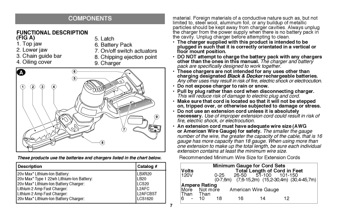 Black & Decker LLP120 instruction manual Components 