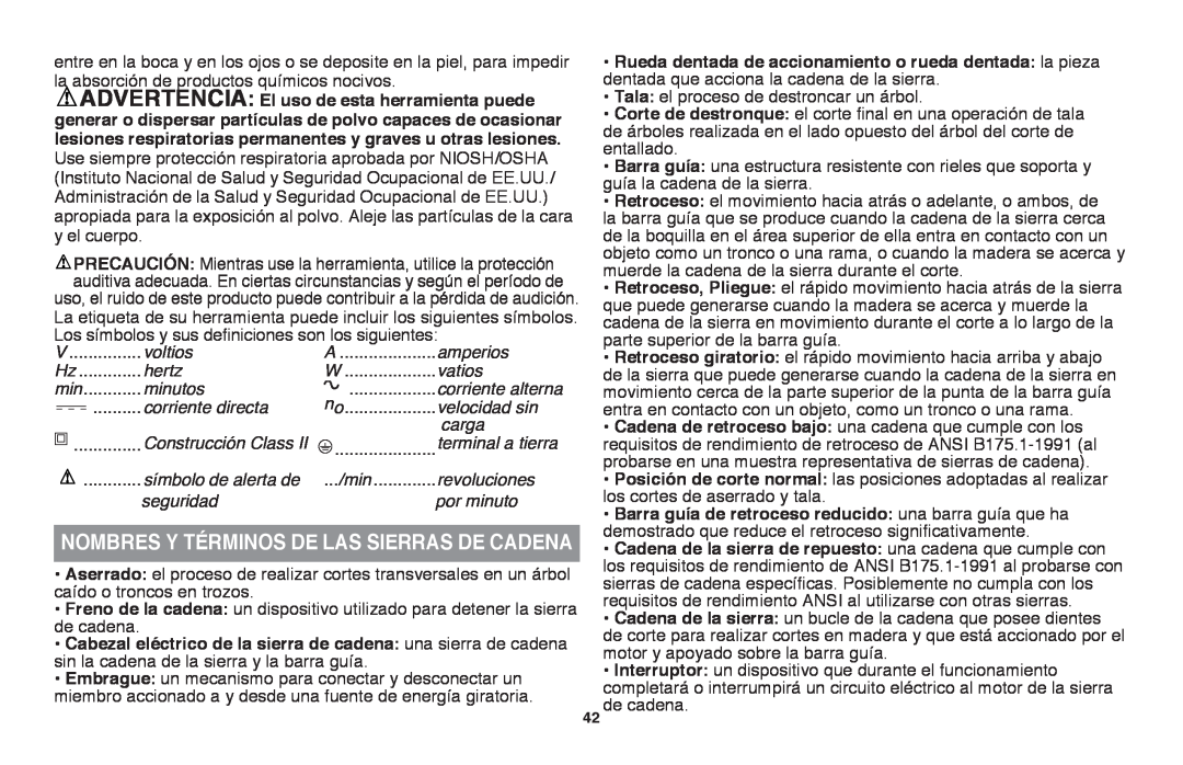 Black & Decker LLP120 instruction manual Nombres Y Términos De Las Sierras De Cadena 