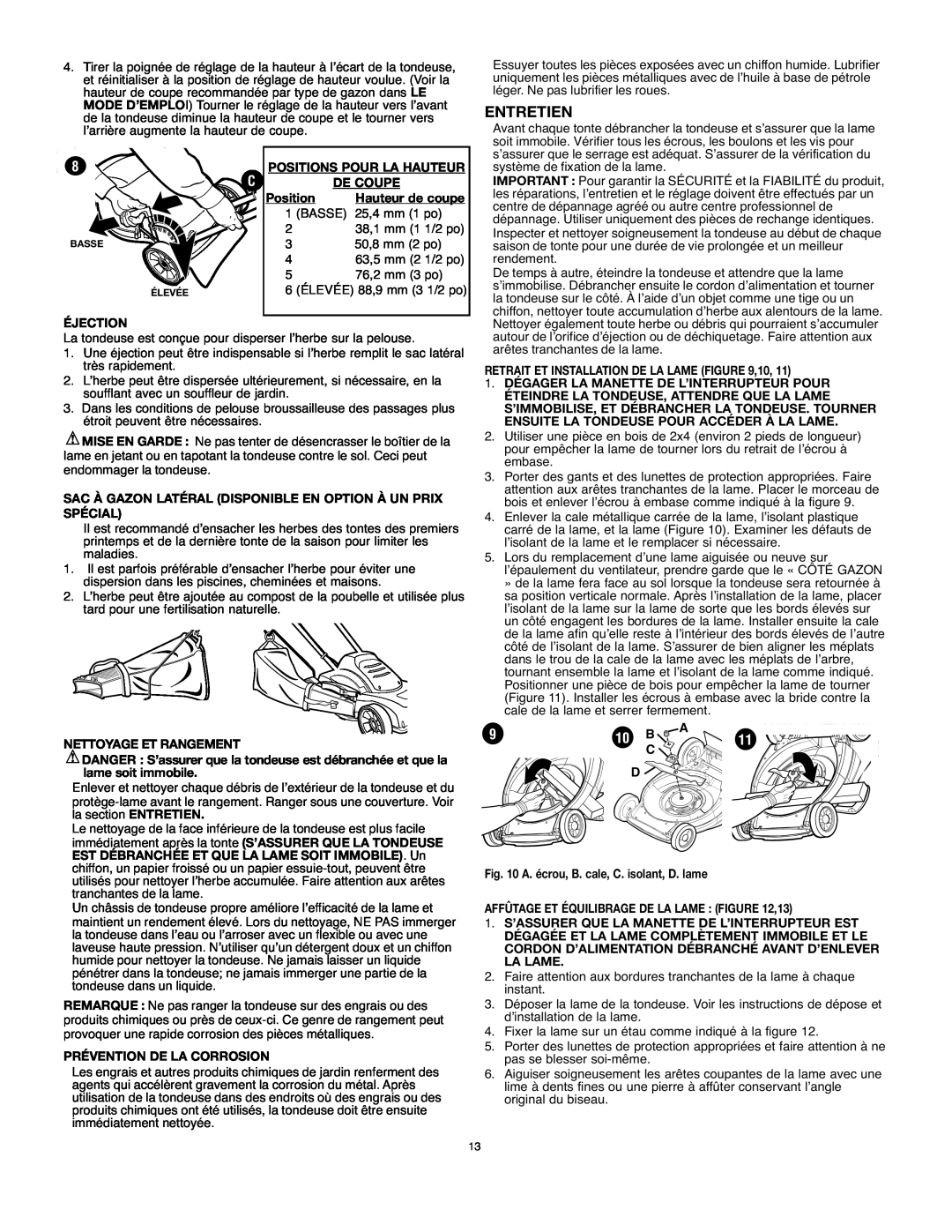 Black & Decker LM175 instruction manual Entretien, 10 B 