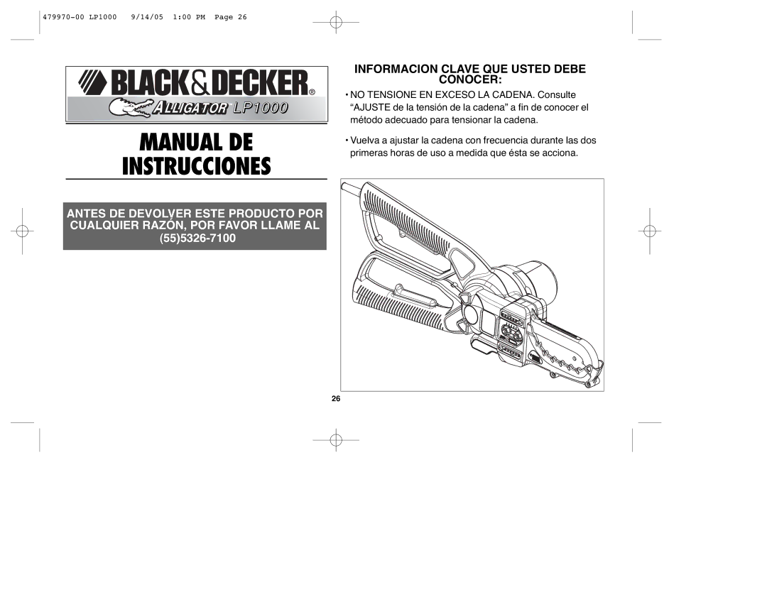 Black & Decker LP1000, 479970-00 instruction manual Manual DE Instrucciones 