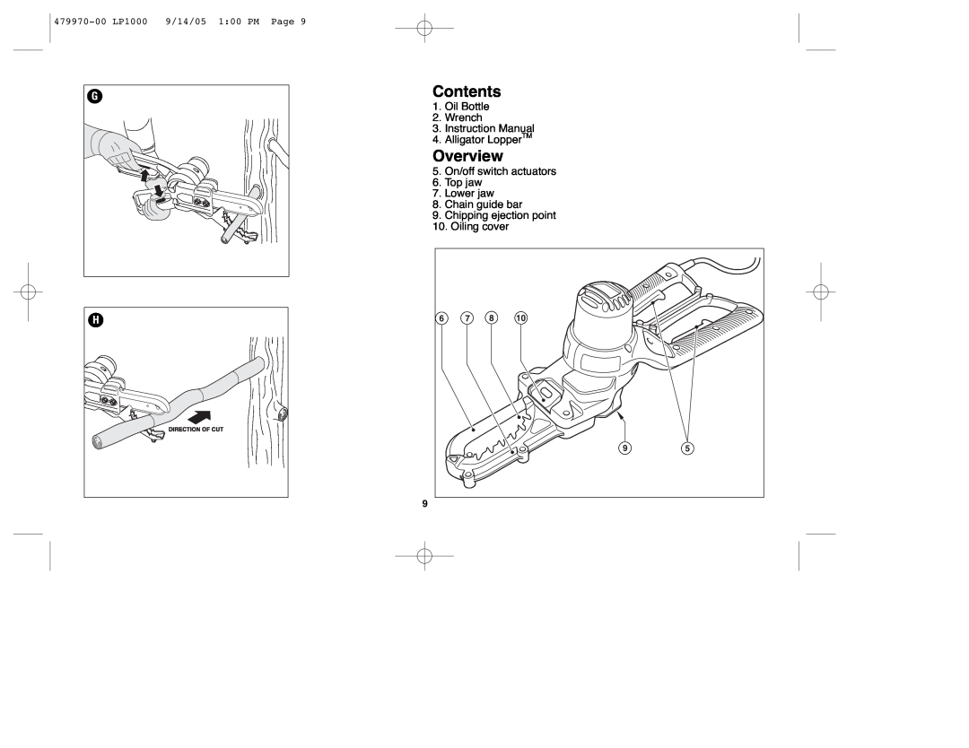 Black & Decker instruction manual Contents, Overview, 479970-00 LP1000 9/14/05 100 PM Page 