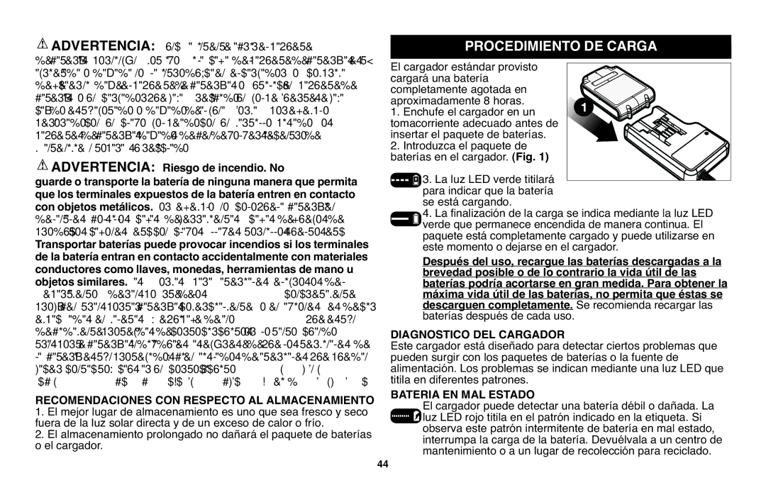 Black & Decker LPP120 instruction manual Procedimiento DE Carga 