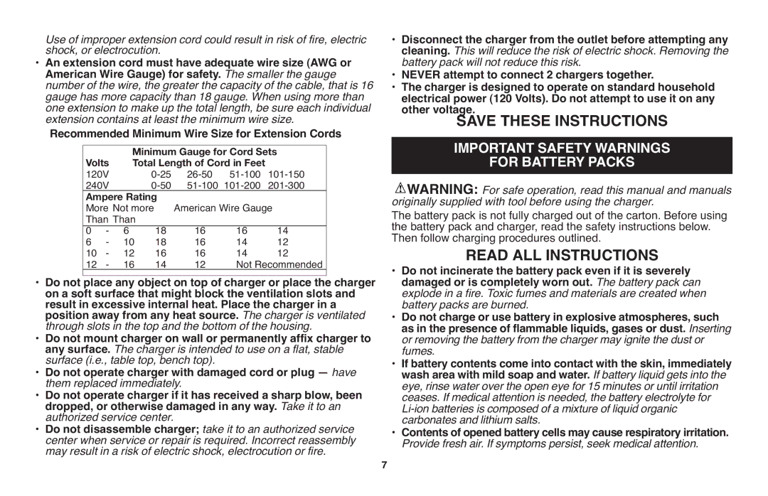 Black & Decker LPP120 instruction manual Do not, Place any object on top of charger or place the charger 