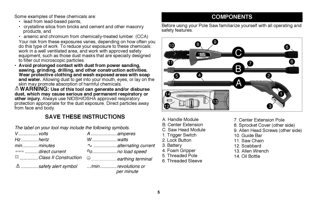 Black & Decker LPP120B instruction manual Components 