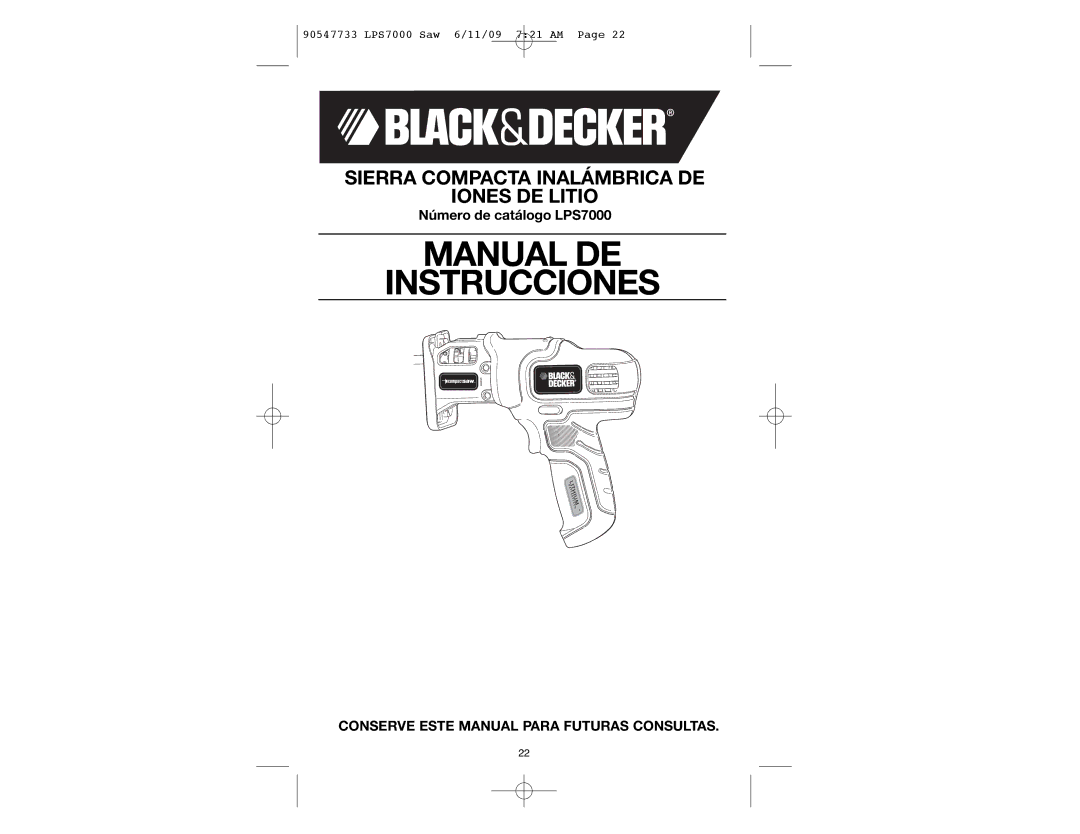 Black & Decker LPS7000, 90547733 manual Manual DE Instrucciones 