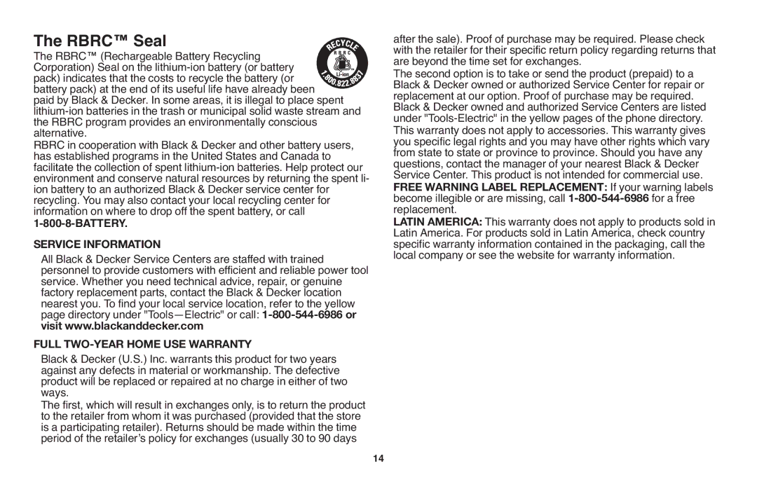 Black & Decker LST1018 instruction manual Battery, If your warning labels 