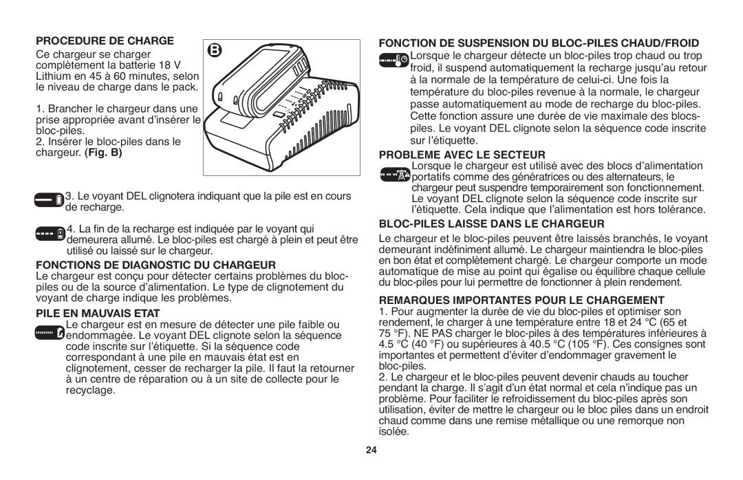 Black & Decker LST1018 instruction manual Probleme Avec LE Secteur, BLOC-PILES Laisse Dans LE Chargeur, Isolée 