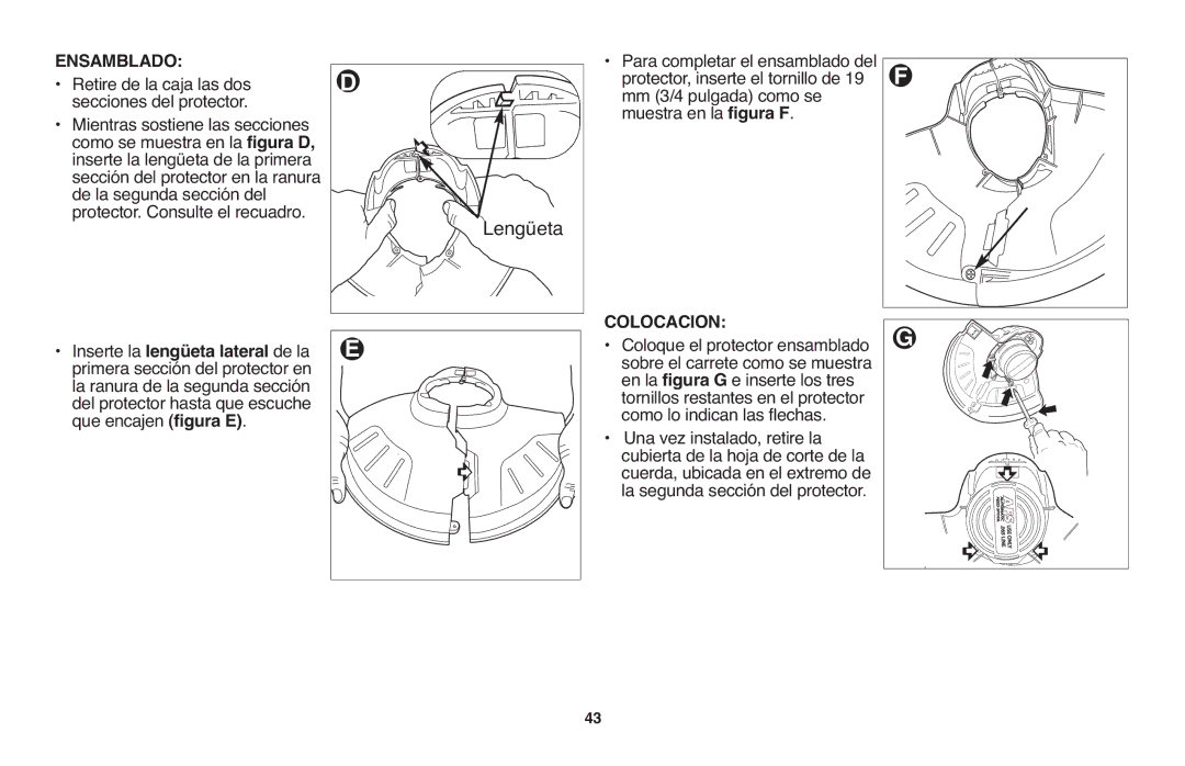 Black & Decker LST1018 instruction manual Ensamblado, Colocacion 