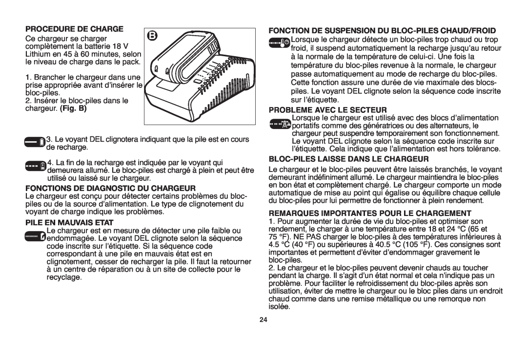Black & Decker LST1018 instruction manual Probleme Avec Le Secteur, Bloc-Piles Laisse Dans Le Chargeur 