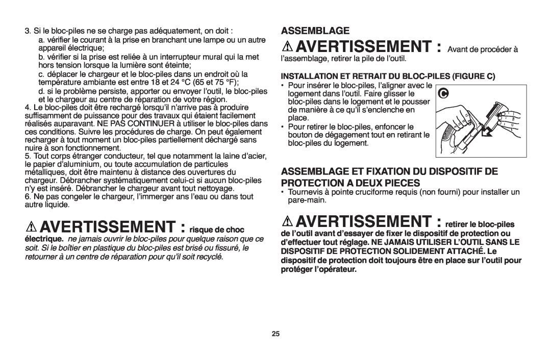 Black & Decker LST1018 instruction manual AVERTISSEMENT risque de choc, Assemblage 