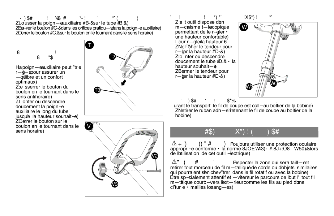 Black & Decker LST136R Fixation DE LA Poignee Auxiliaire Figures F ET G, Reglage DE LA Hauteur DE LʼOUTILFIGURE H 