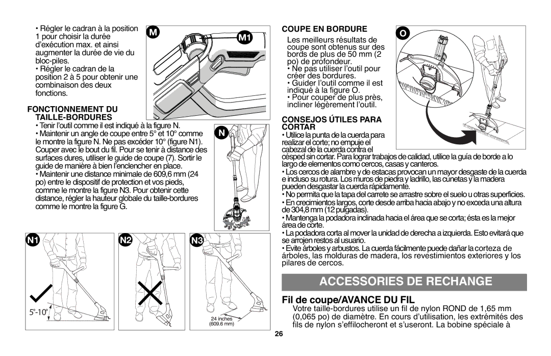 Black & Decker LST136R, LST136-36V Accessories DE Rechange, Fil de coupe/AVANCE DU FIL, Fonctionnement DU TAILLE-BORDURES 