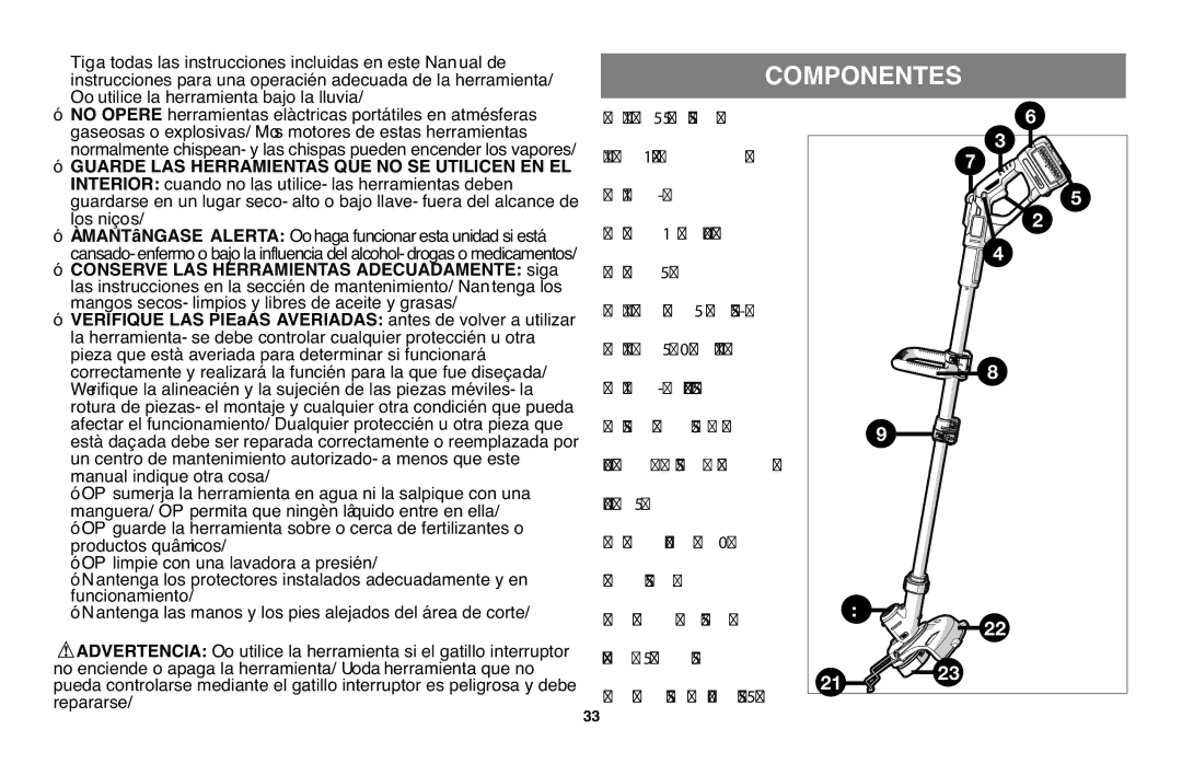 Black & Decker LST136-36V, LST136R instruction manual Componentes 