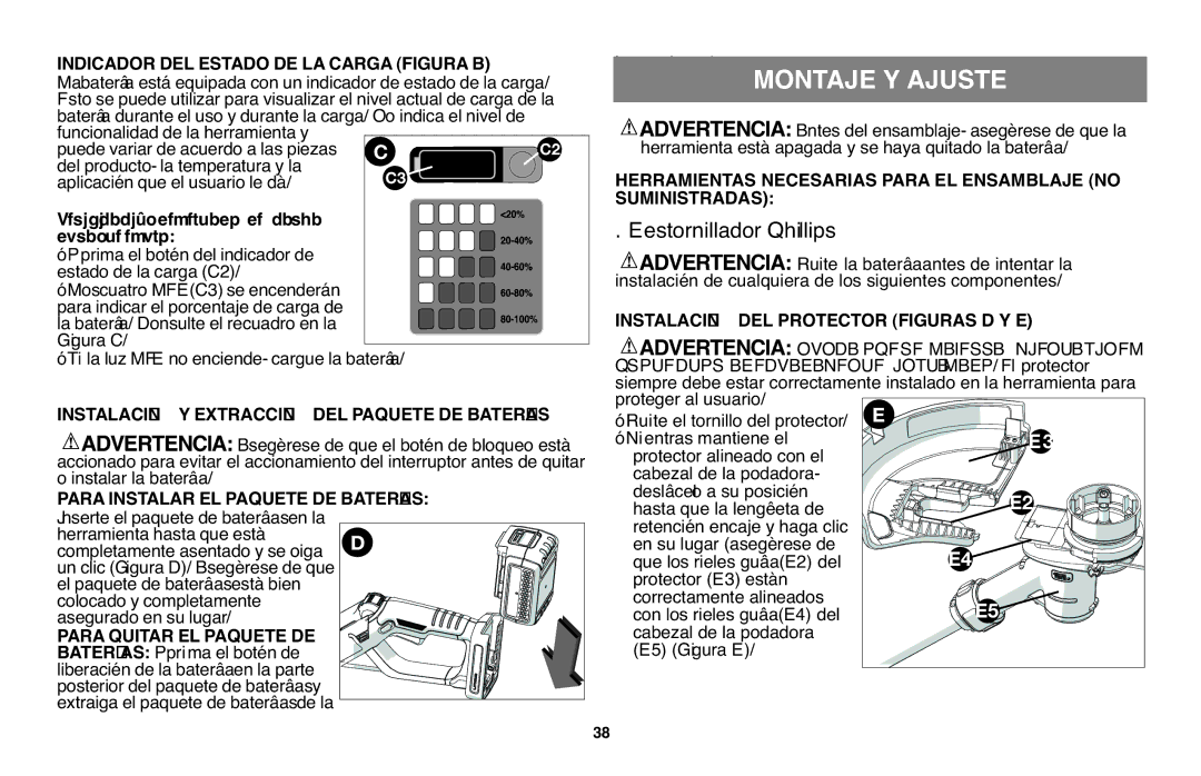 Black & Decker LST136R, LST136-36V Montaje Y Ajuste, Indicador DEL Estado DE LA Carga Figura B, Suministradas 