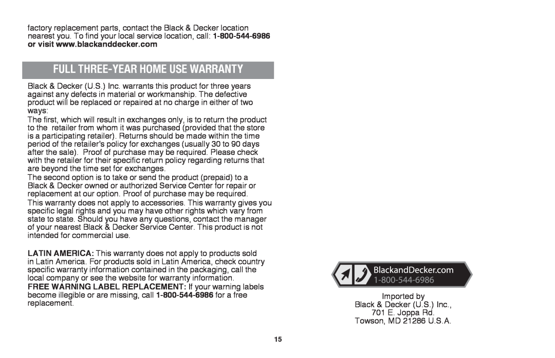 Black & Decker LST136 instruction manual full three-year home use warranty 