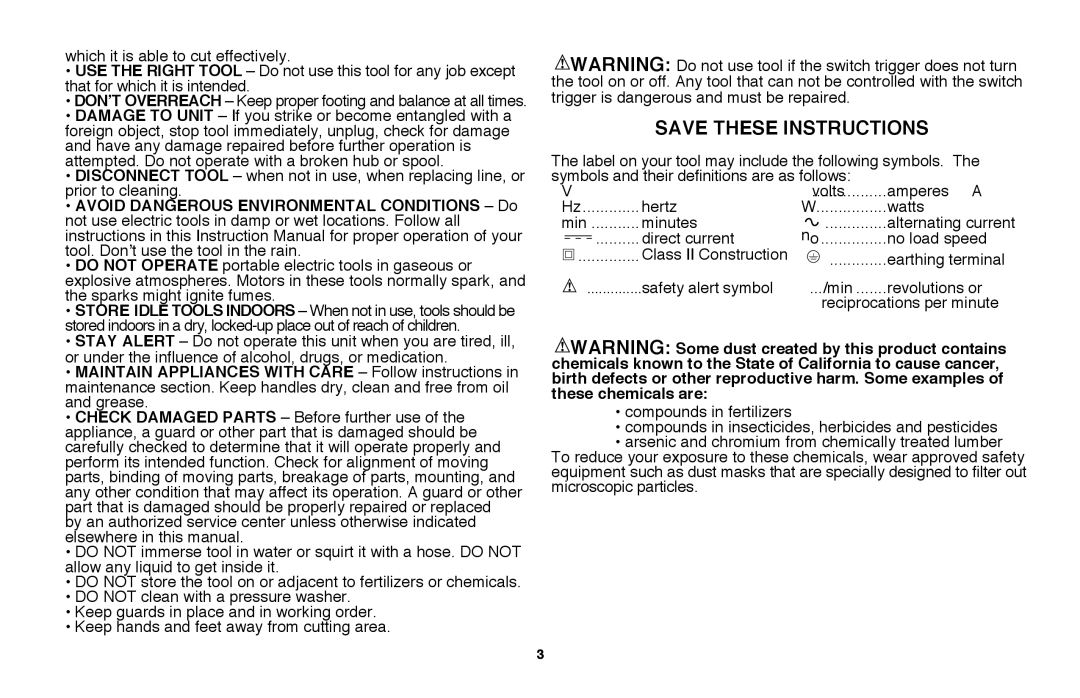 Black & Decker LST136 instruction manual Save These Instructions 