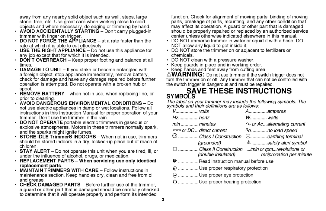 Black & Decker LST220R instruction manual Symbols 